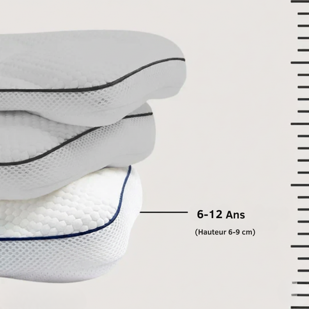 FLUFFY CLOUD - Oreiller cervical pour enfants en Coton Anti-Bactérien et Respirant.