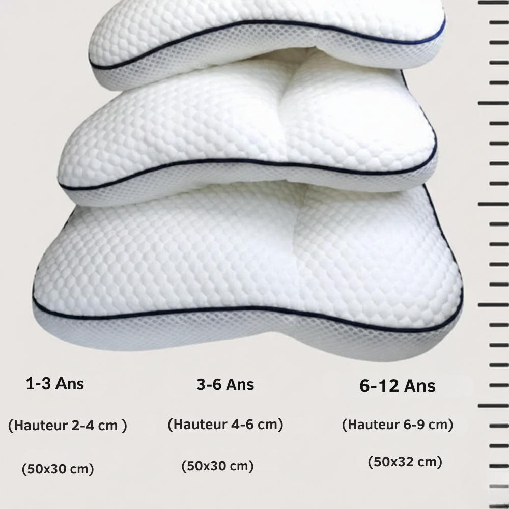 FLUFFY CLOUD - Oreiller cervical pour enfants en Coton Anti-Bactérien et Respirant.