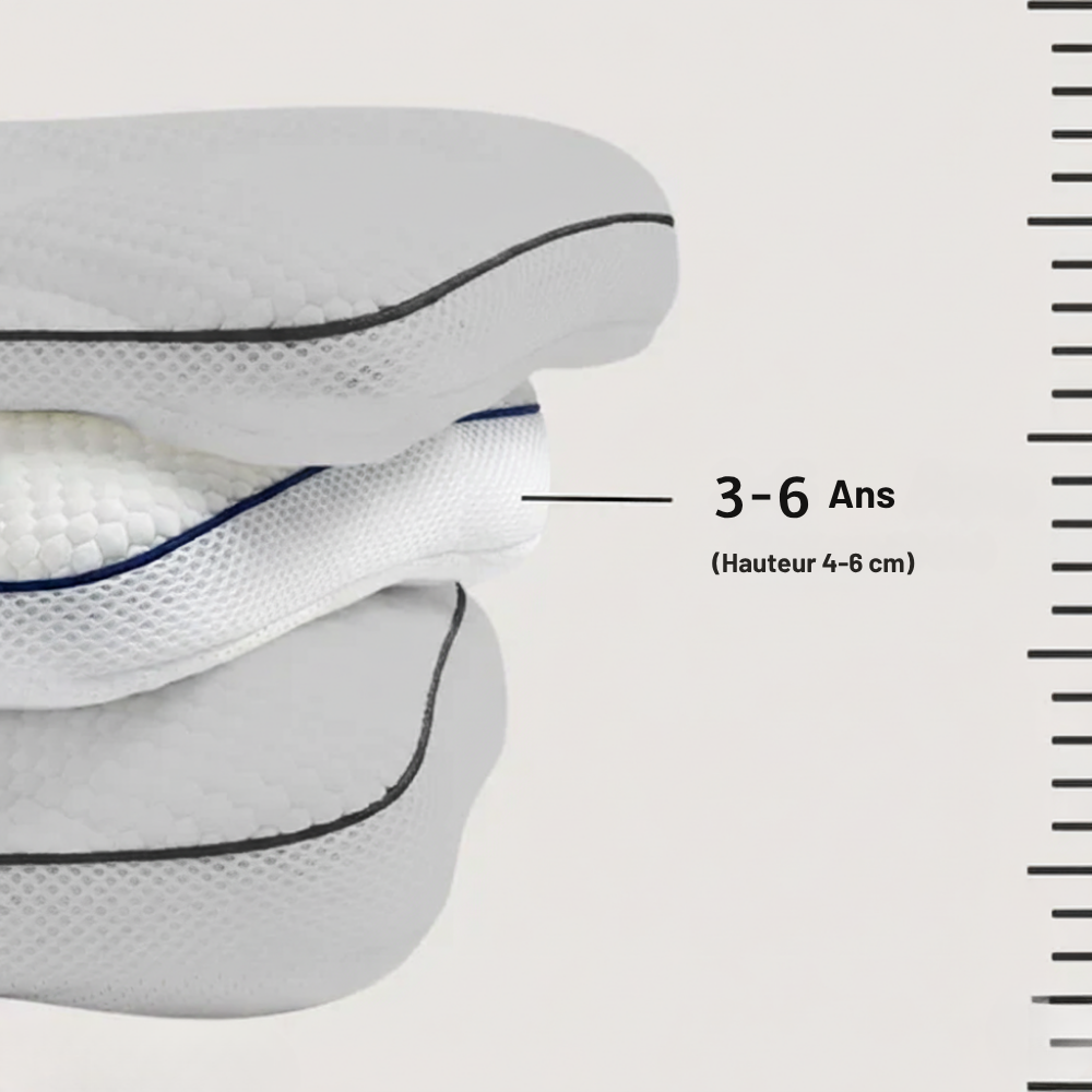 FLUFFY CLOUD - Oreiller cervical pour enfants en Coton Anti-Bactérien et Respirant.