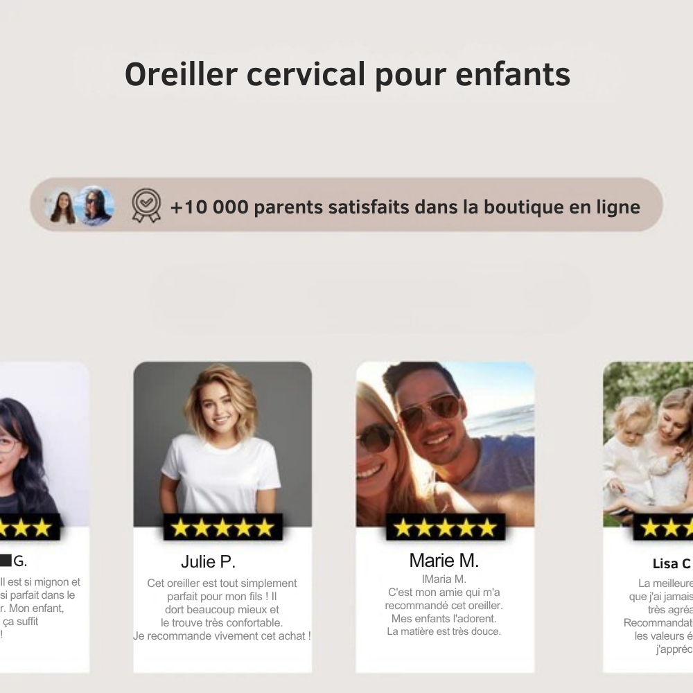 FLUFFY CLOUD - Oreiller cervical pour enfants en Coton Anti-Bactérien et Respirant.