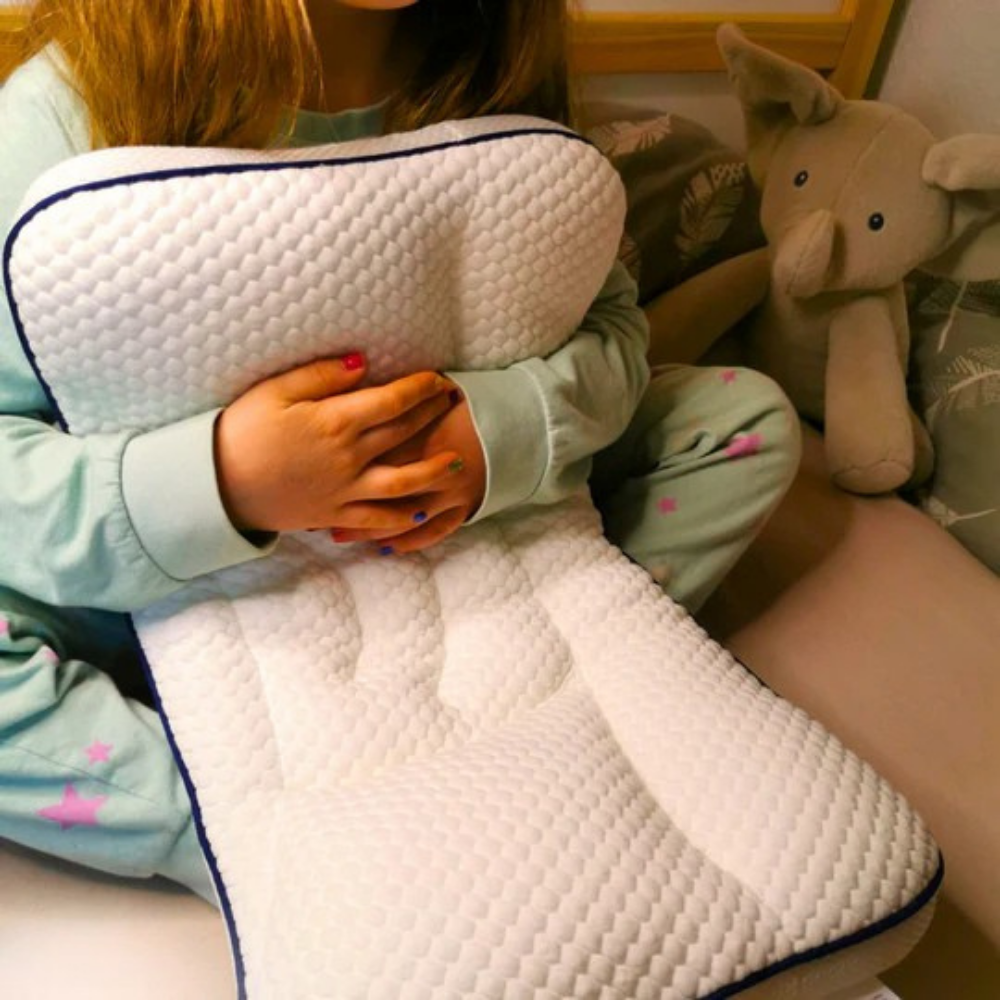 FLUFFY CLOUD - Oreiller cervical pour enfants en Coton Anti-Bactérien et Respirant.