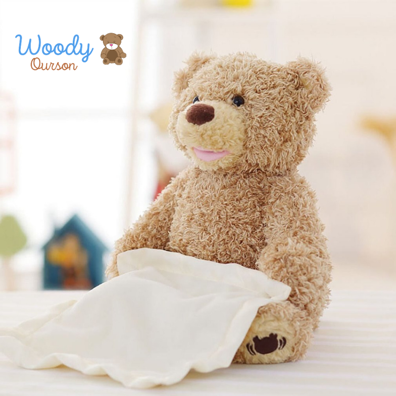 Woody Ourson™ | Ours en peluche animé cache-cache