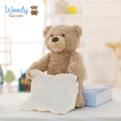 Woody Ourson™ | Ours en peluche animé cache-cache